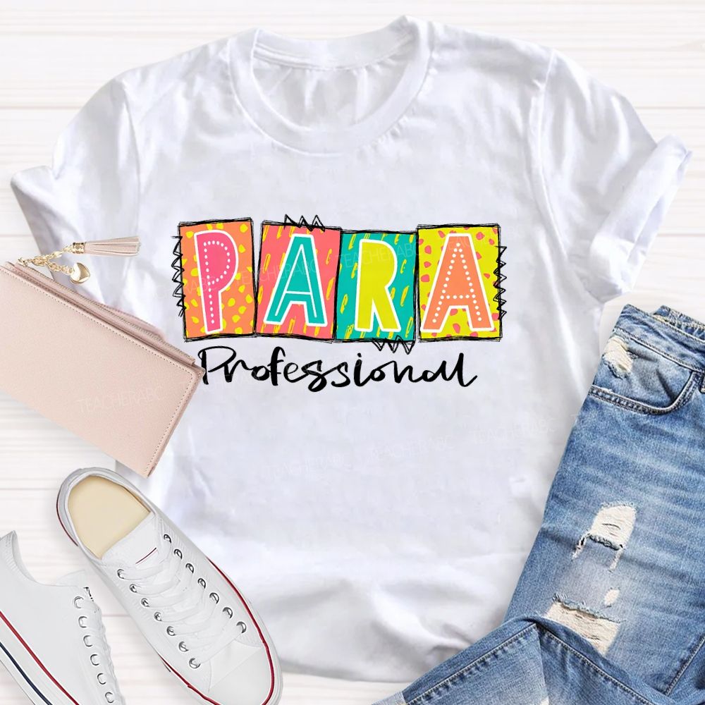 Para Professional Colorful Blocks  Teacher T-shirt