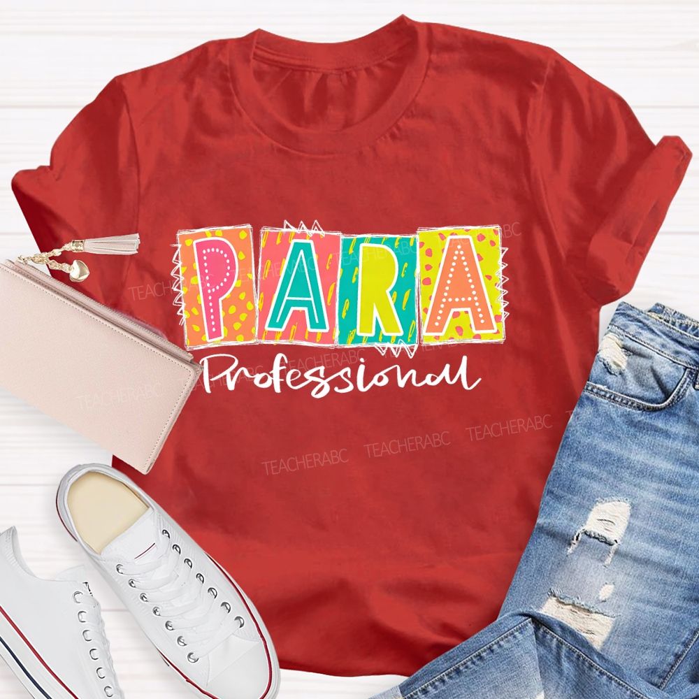 Para Professional Colorful Blocks  Teacher T-shirt