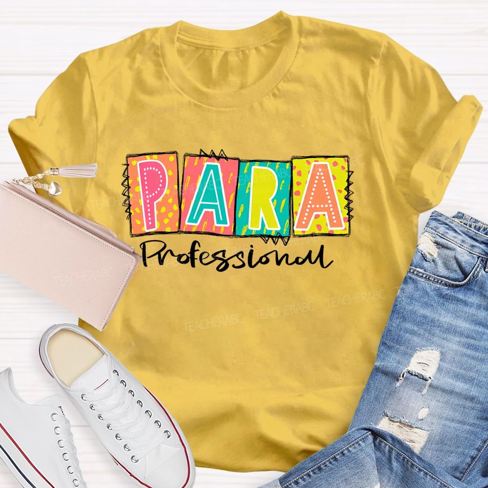 Para Professional Colorful Blocks  Teacher T-shirt