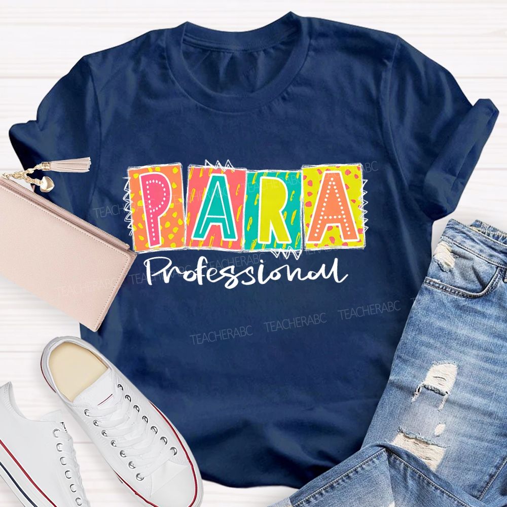 Para Professional Colorful Blocks  Teacher T-shirt