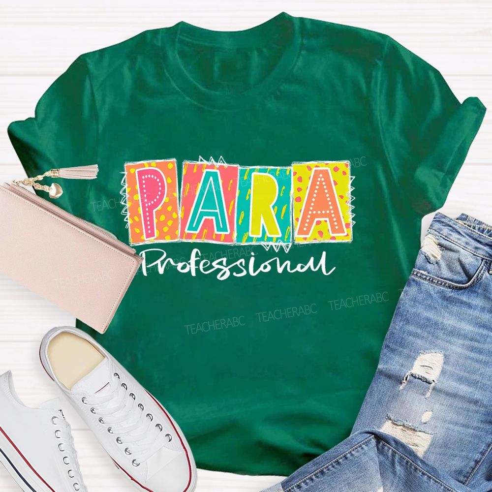 Para Professional Colorful Blocks  Teacher T-shirt