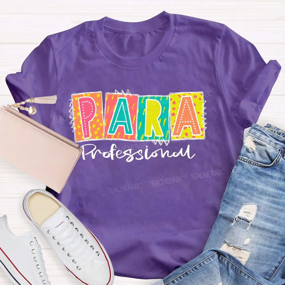 Para Professional Colorful Blocks  Teacher T-shirt