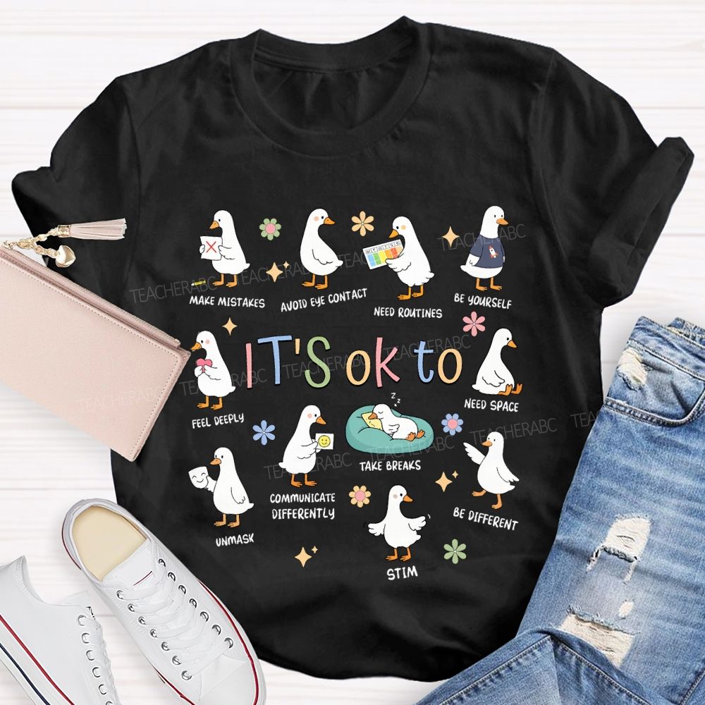 It'S Ok To Make Mistakes Need Routines Be Yourself Teacher T-shirt