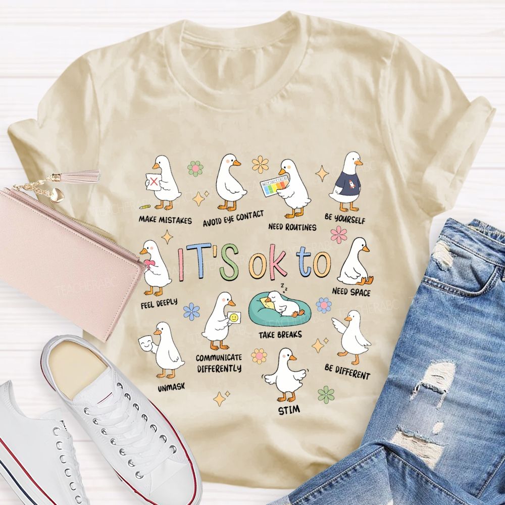 It'S Ok To Make Mistakes Need Routines Be Yourself Teacher T-shirt
