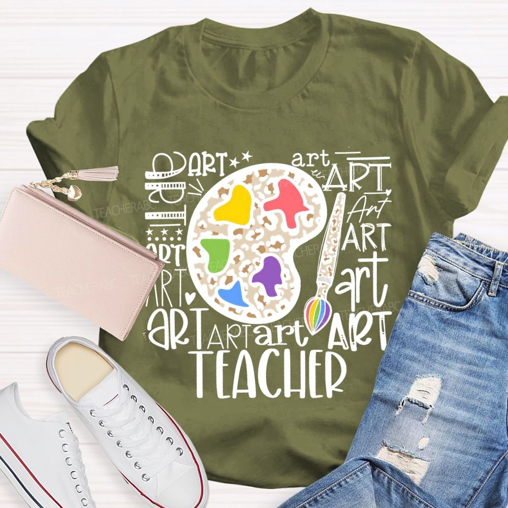 Art And Dyeing Plates Of Various Fonts Teacher T-shirt