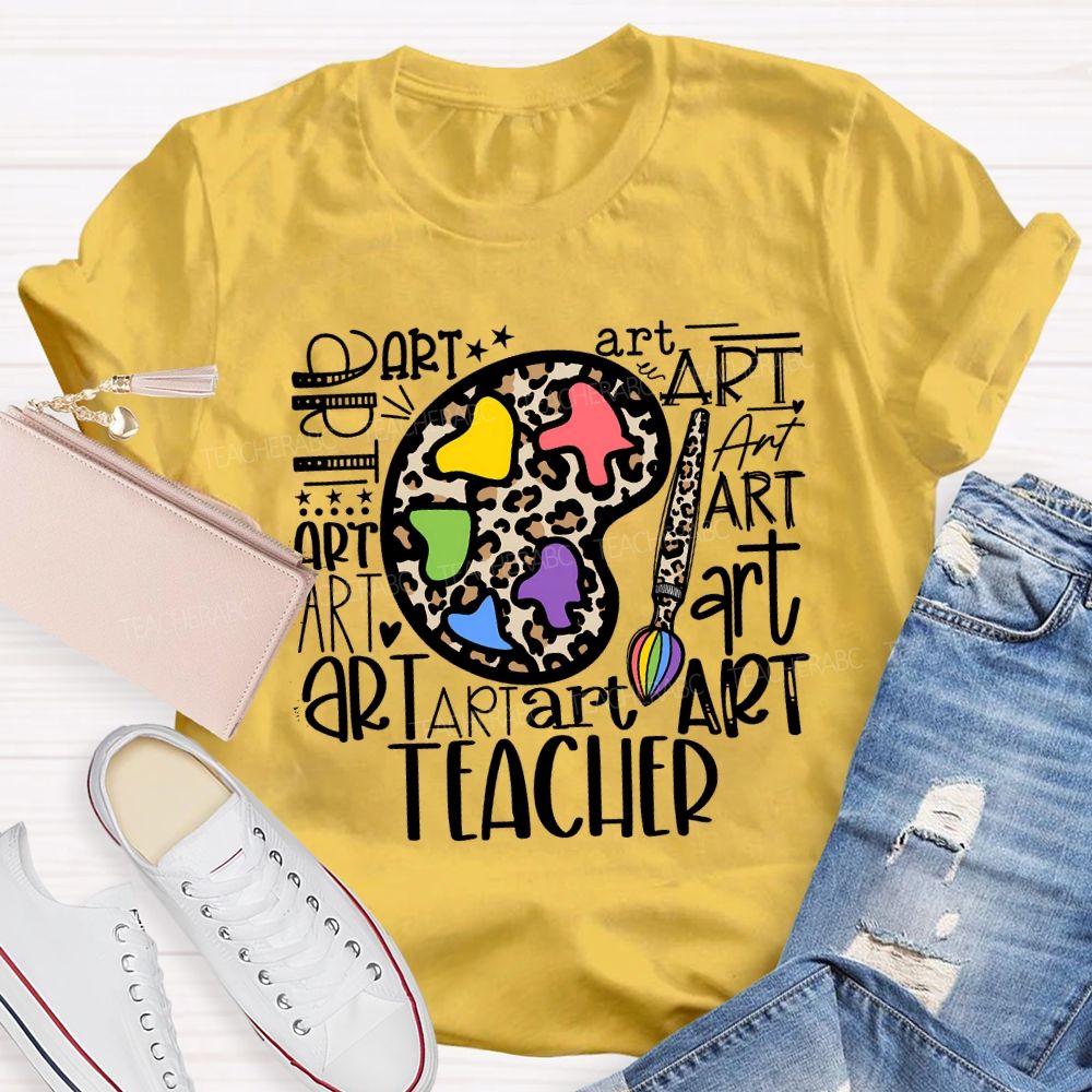 Art And Dyeing Plates Of Various Fonts Teacher T-shirt