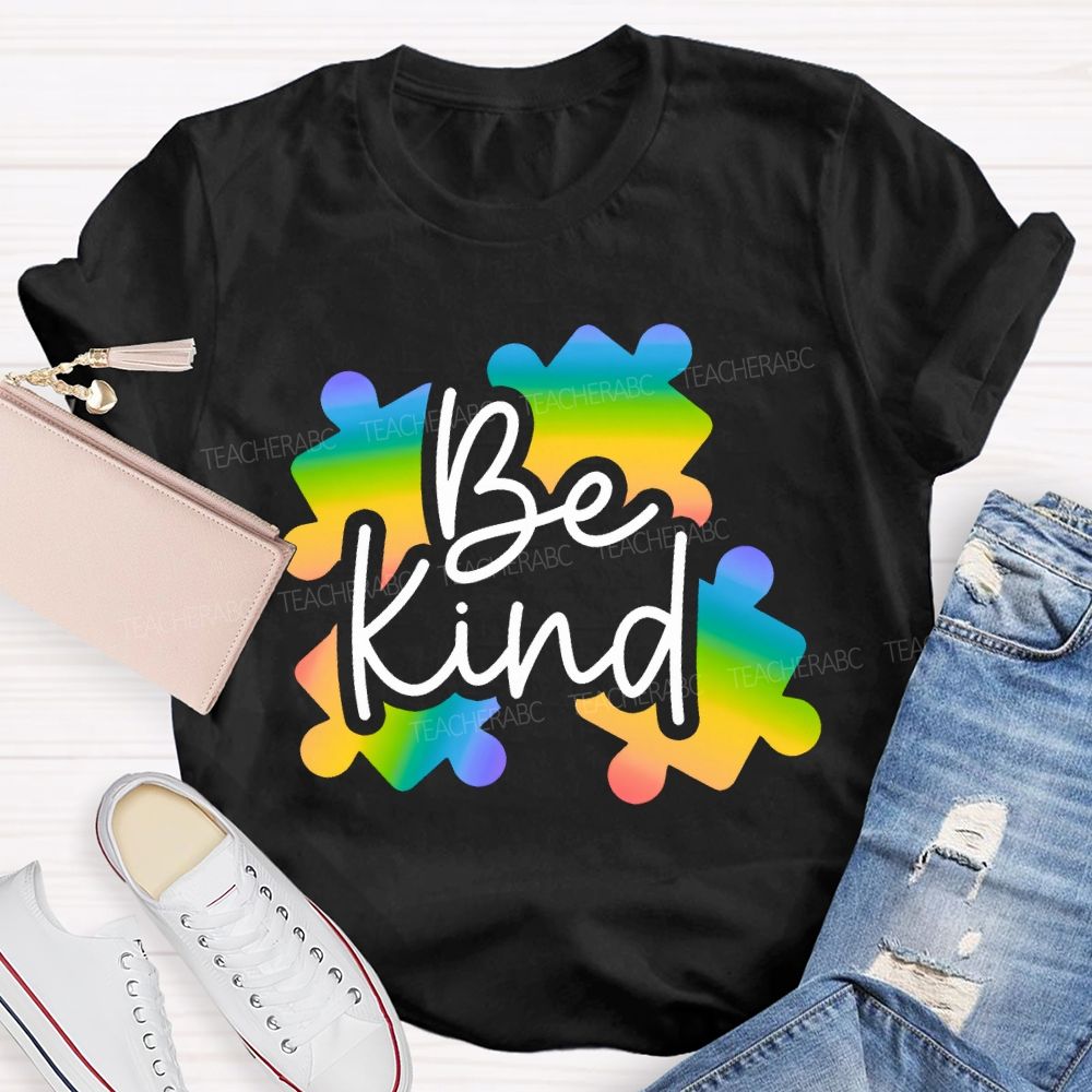 Be Kind Gradient Puzzle  Teacher T-shirt