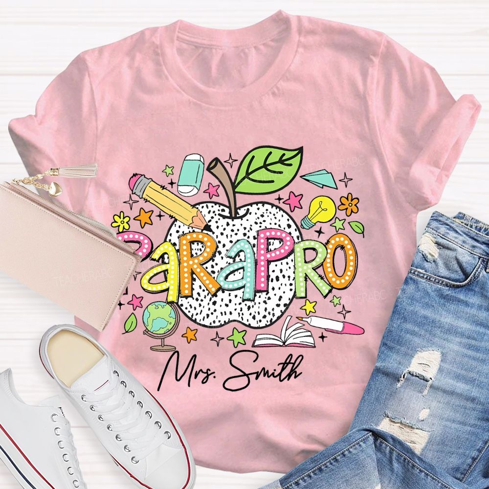 Personalized Name  Parapro Pattern  Teacher T-shirt