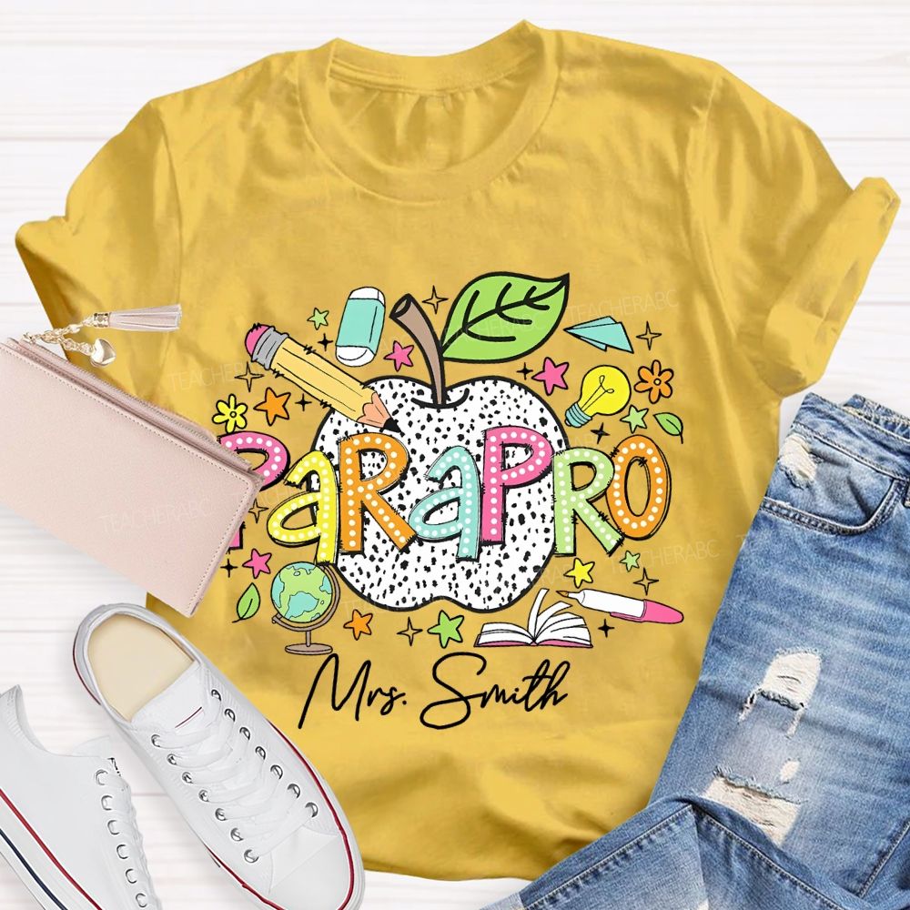 Personalized Name  Parapro Pattern  Teacher T-shirt