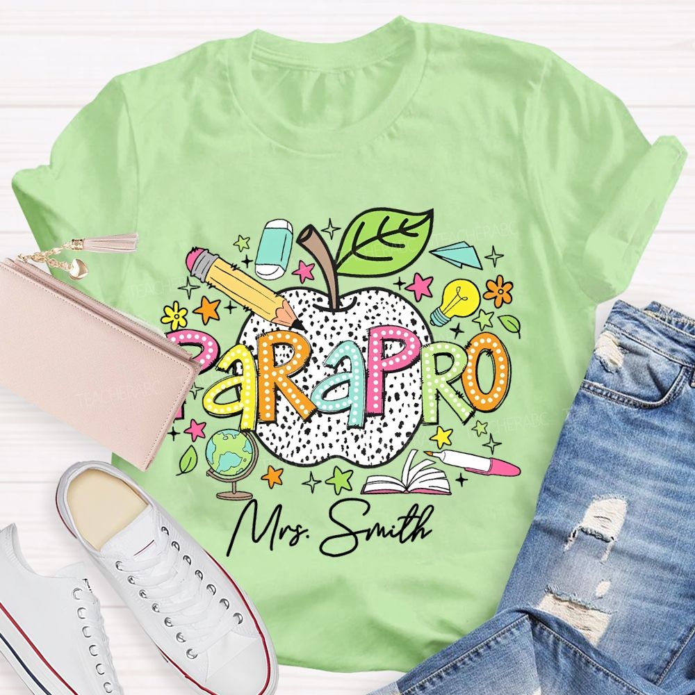 Personalized Name  Parapro Pattern  Teacher T-shirt