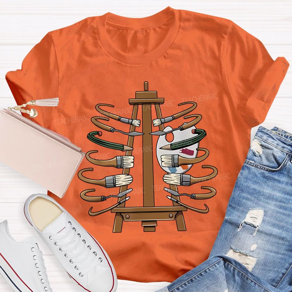 Coloring Palettes And Various Paintbrushes Art Teacher T-shirt