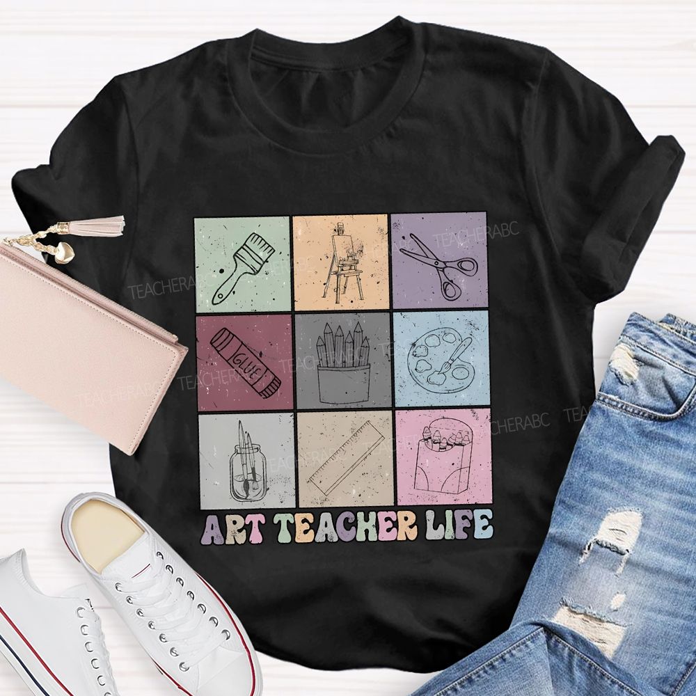Art Teacher Life And Drawing Tools Teacher T-shirt