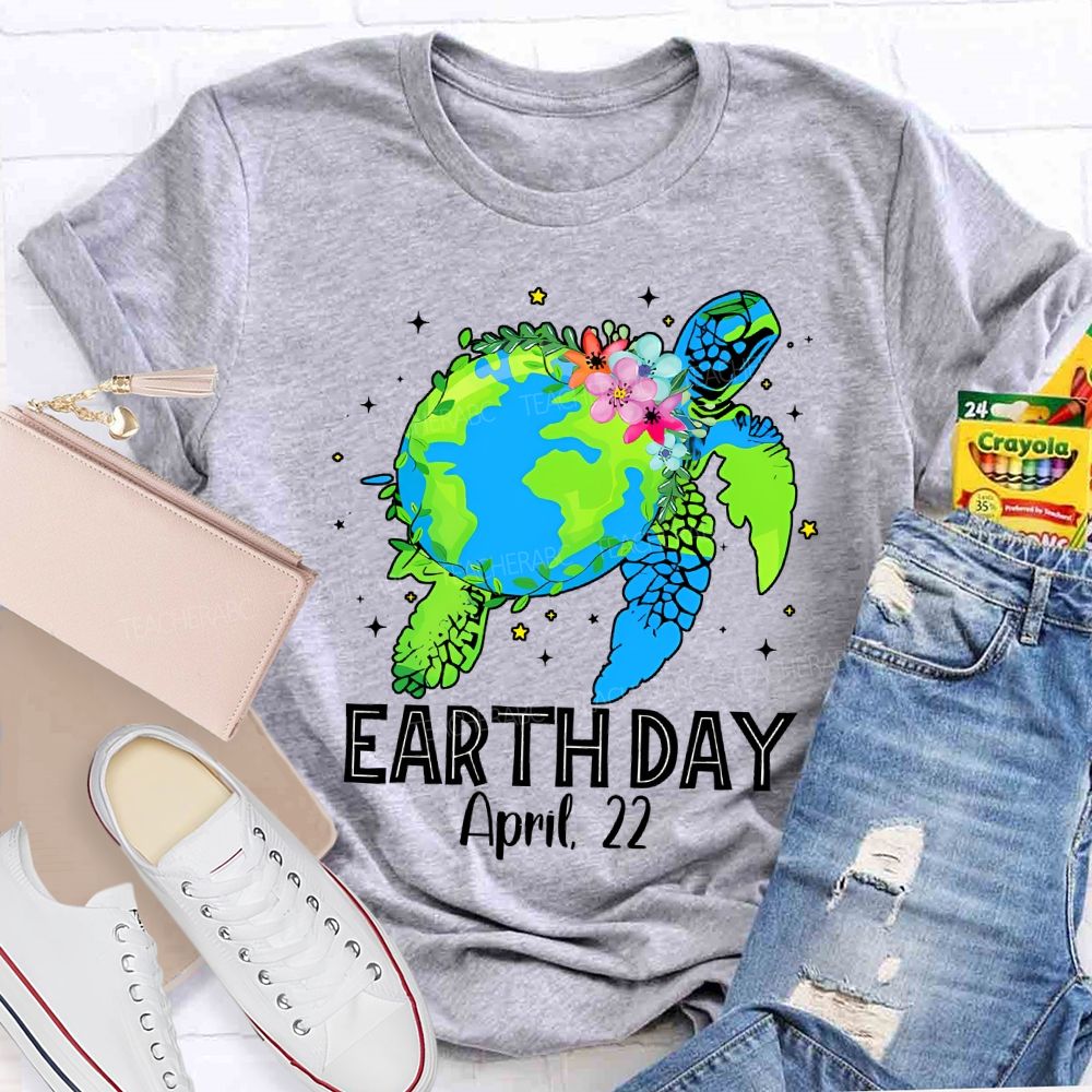 Earth Day April 22 Protect Sea Turtles Teacher T-shirt