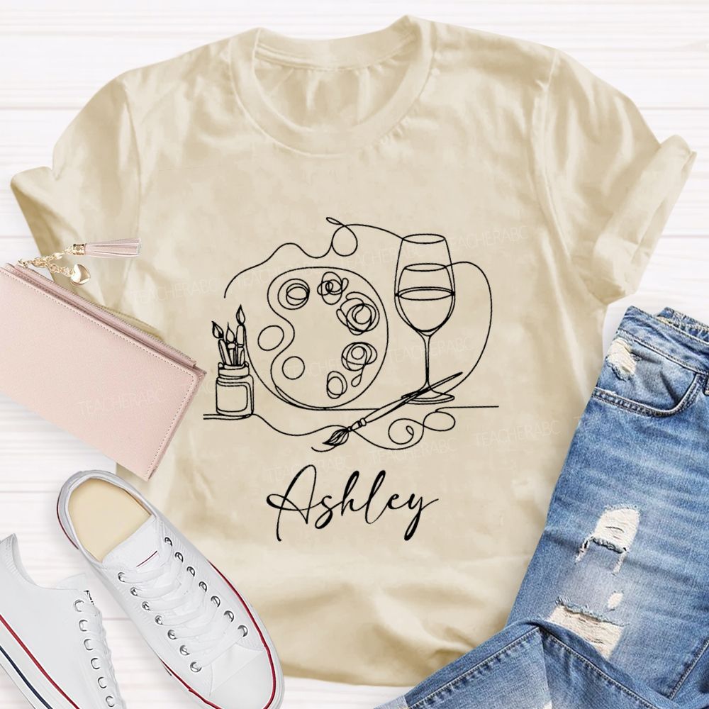 Personalized Art Teacher Name Palette Coffee Teacher T-shirt