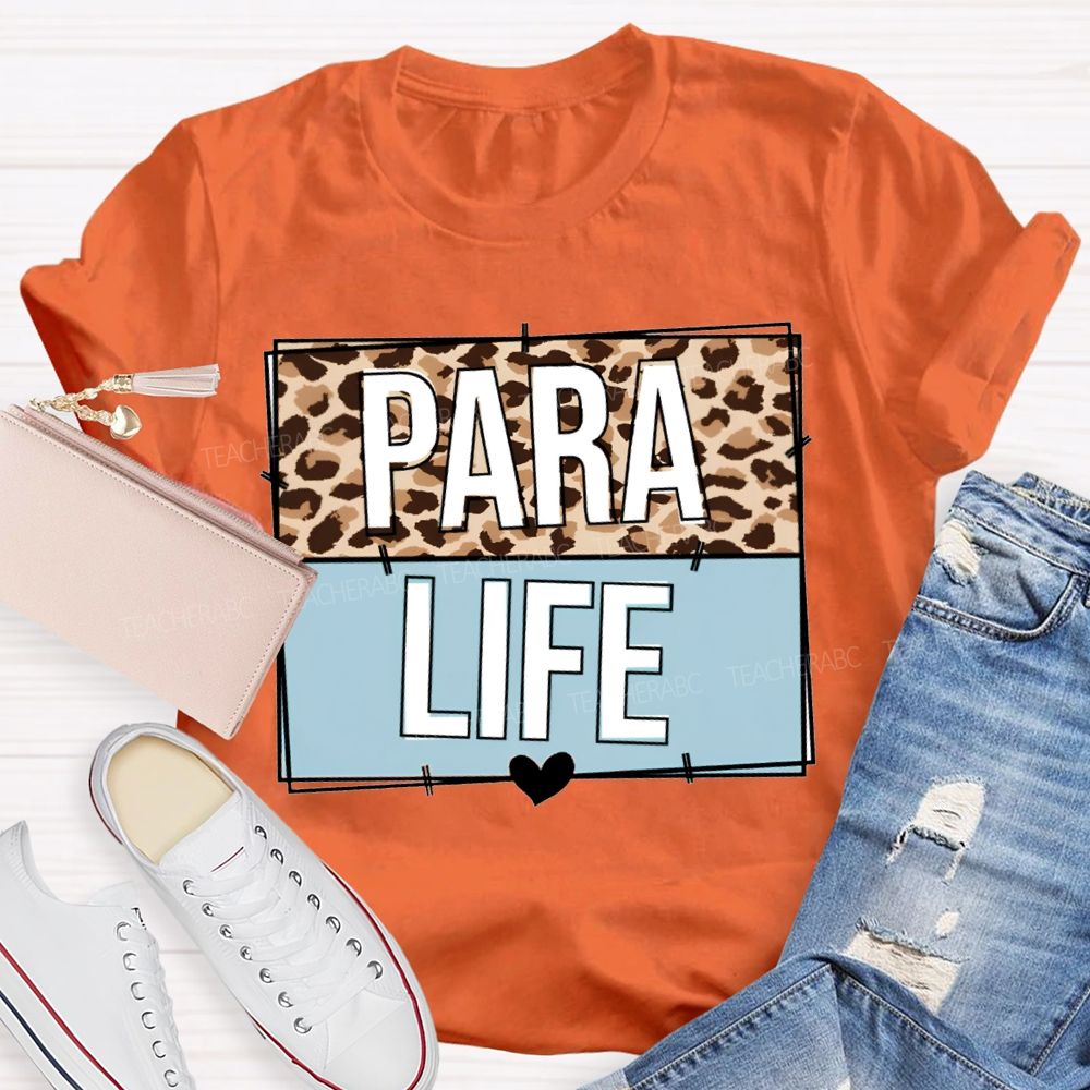 Para Life Leopard Print Teacher T-shirt