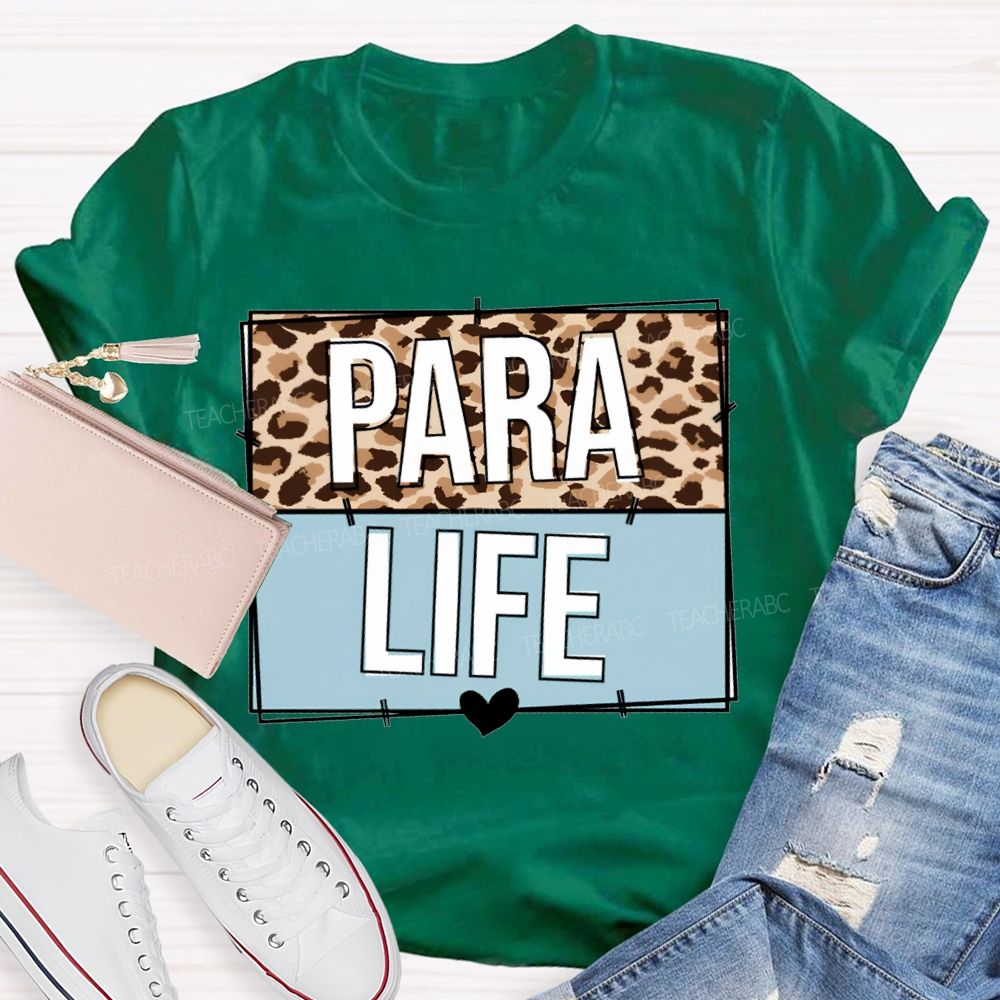 Para Life Leopard Print Teacher T-shirt