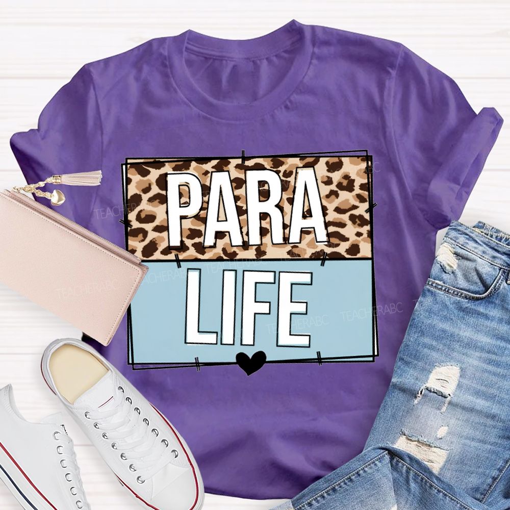 Para Life Leopard Print Teacher T-shirt