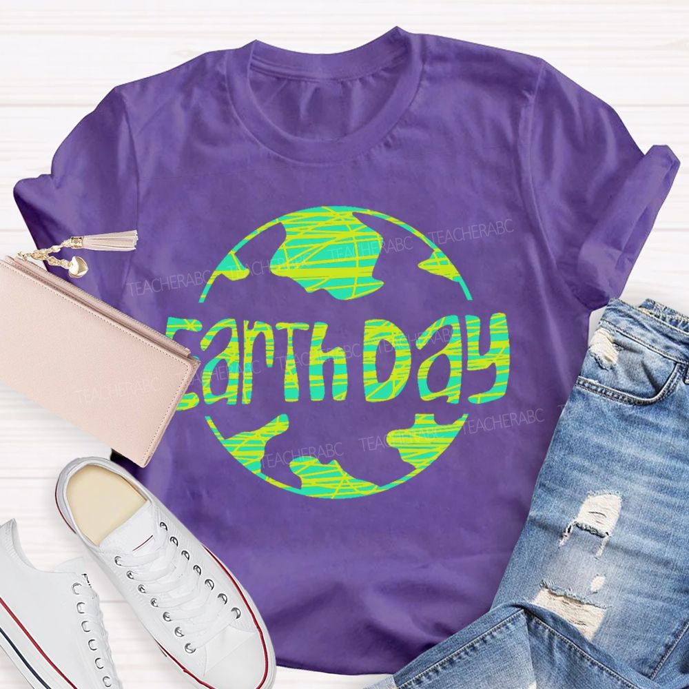 Earth Day Letters Patterns  Teacher T-shirt