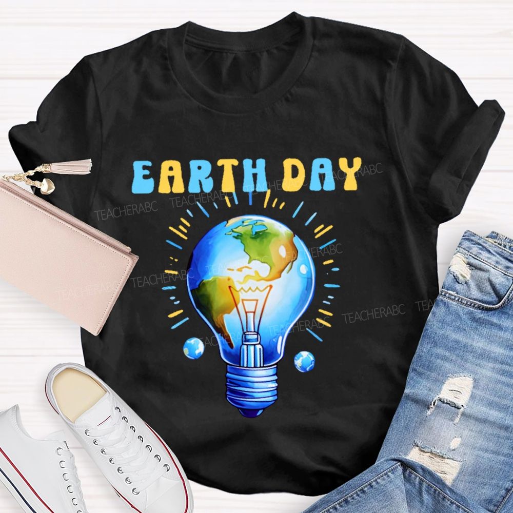 Earth Day Light Bulb Pattern  Teacher T-shirt