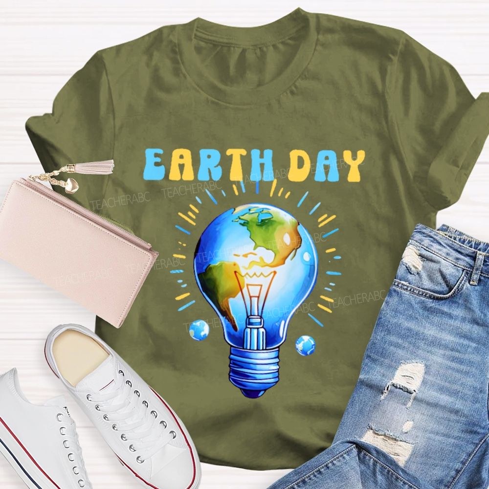 Earth Day Light Bulb Pattern  Teacher T-shirt