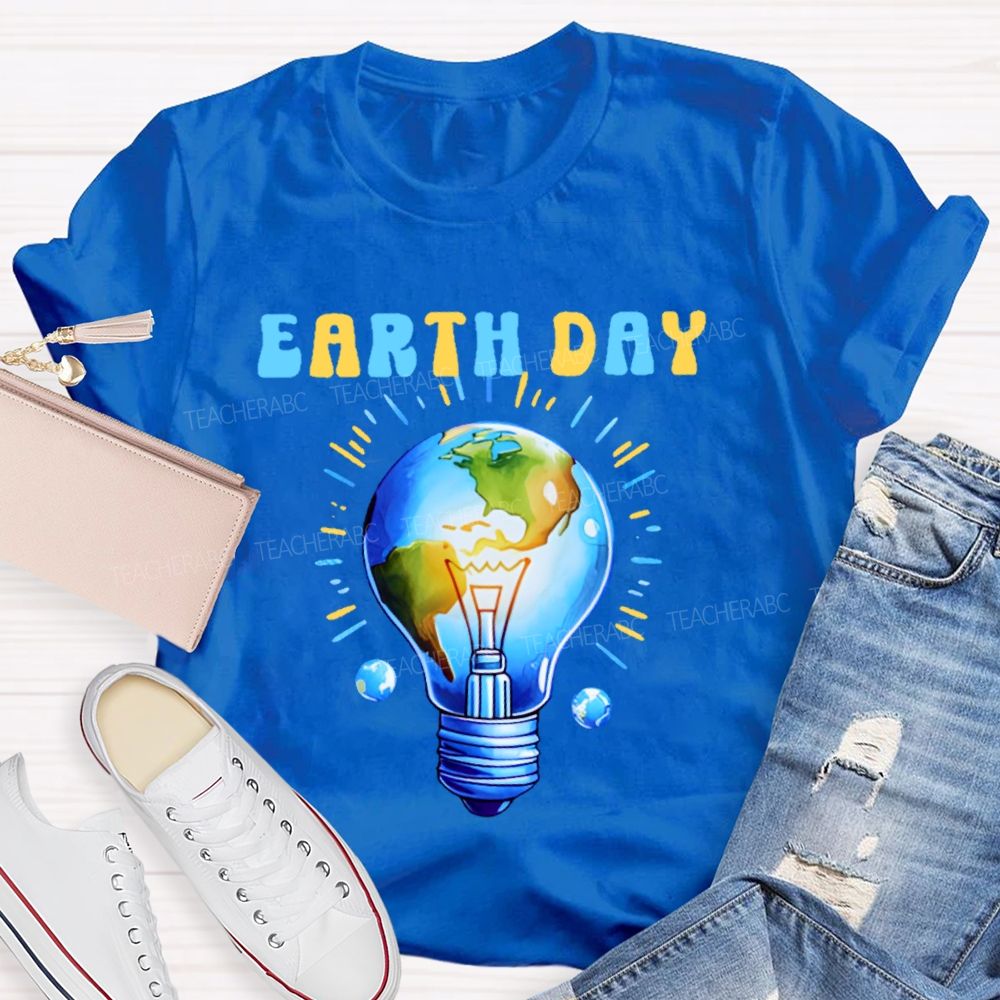 Earth Day Light Bulb Pattern  Teacher T-shirt