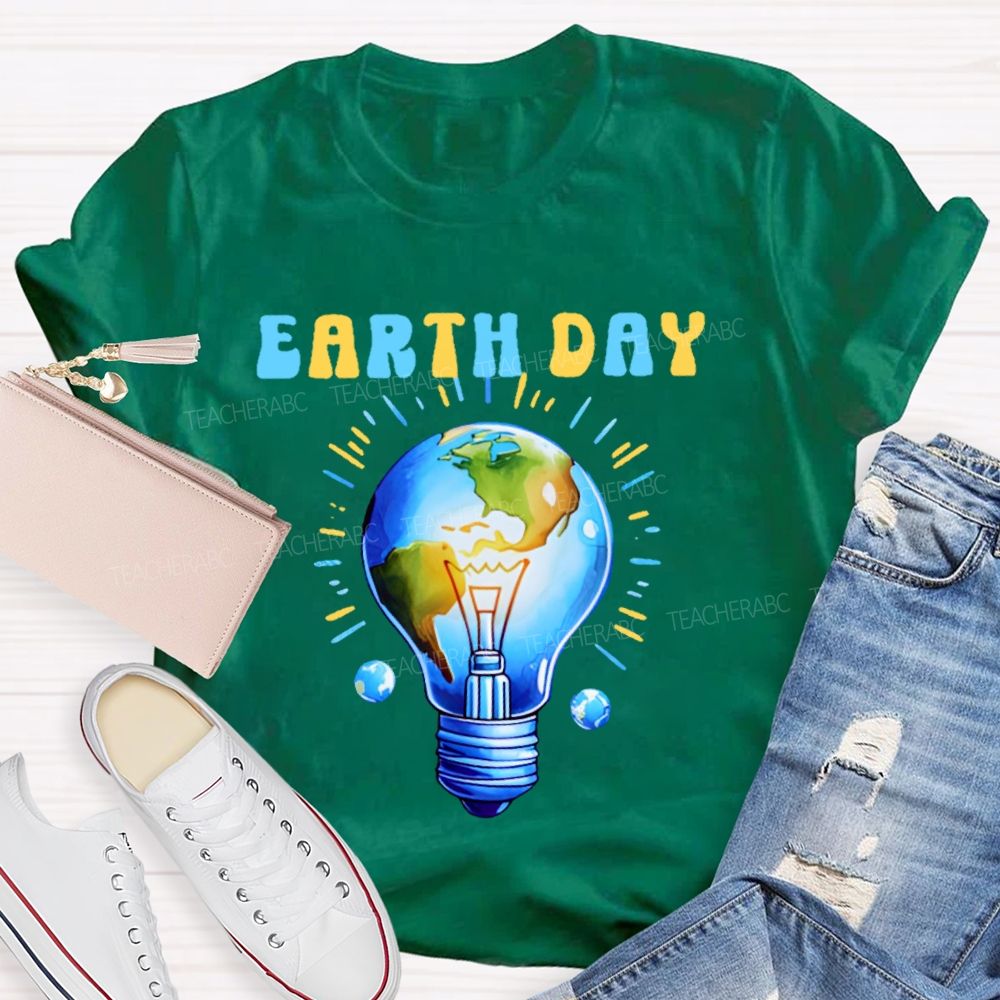 Earth Day Light Bulb Pattern  Teacher T-shirt