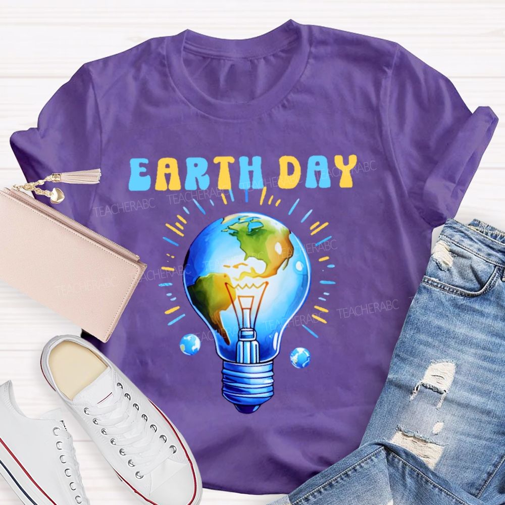 Earth Day Light Bulb Pattern  Teacher T-shirt