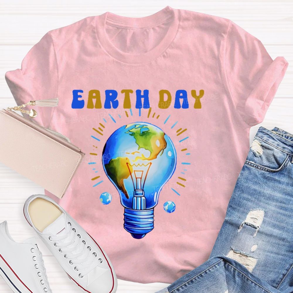 Earth Day Light Bulb Pattern  Teacher T-shirt