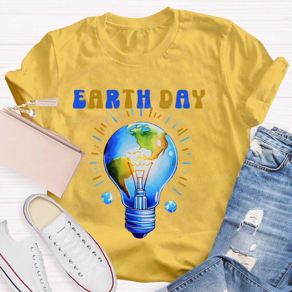 Earth Day Light Bulb Pattern  Teacher T-shirt
