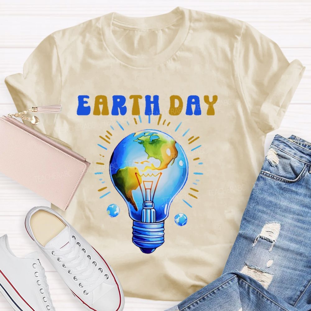 Earth Day Light Bulb Pattern  Teacher T-shirt