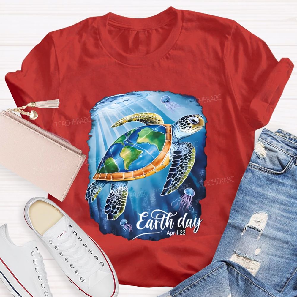 Earth Day Sea Turtles In The Sea Teacher T-Shirt