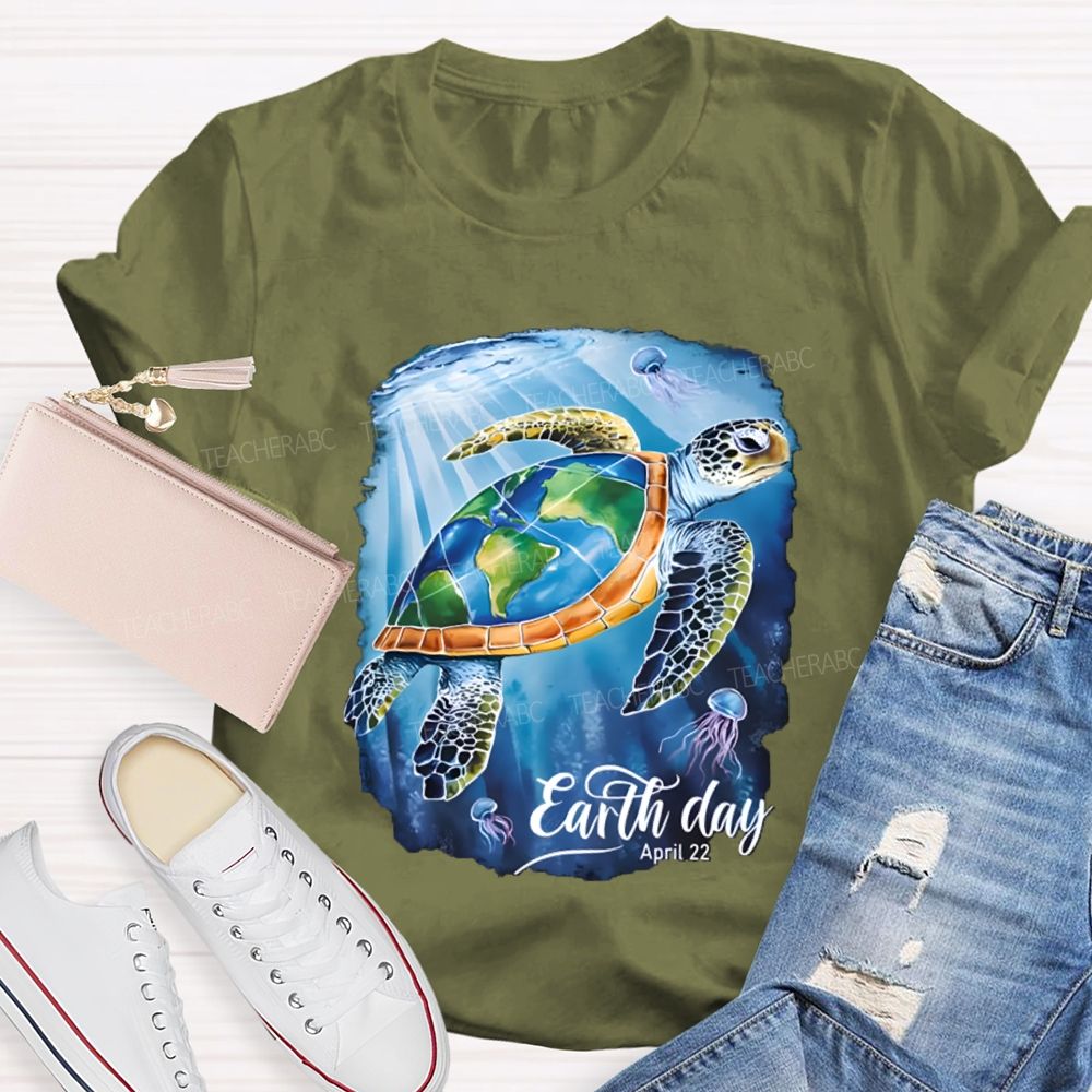 Earth Day Sea Turtles In The Sea Teacher T-Shirt