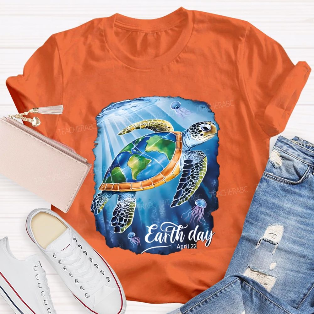 Earth Day Sea Turtles In The Sea Teacher T-Shirt