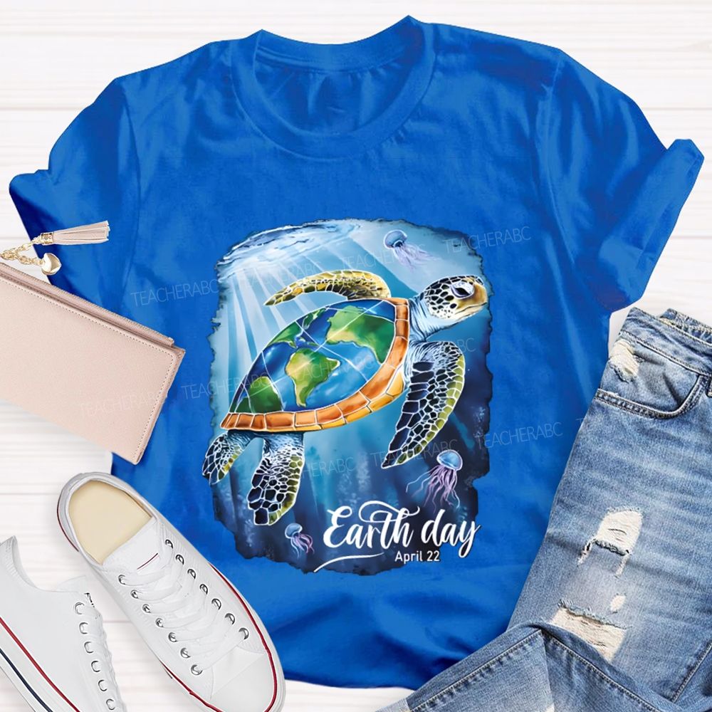 Earth Day Sea Turtles In The Sea Teacher T-Shirt
