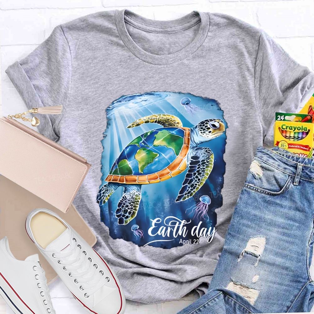 Earth Day Sea Turtles In The Sea Teacher T-Shirt