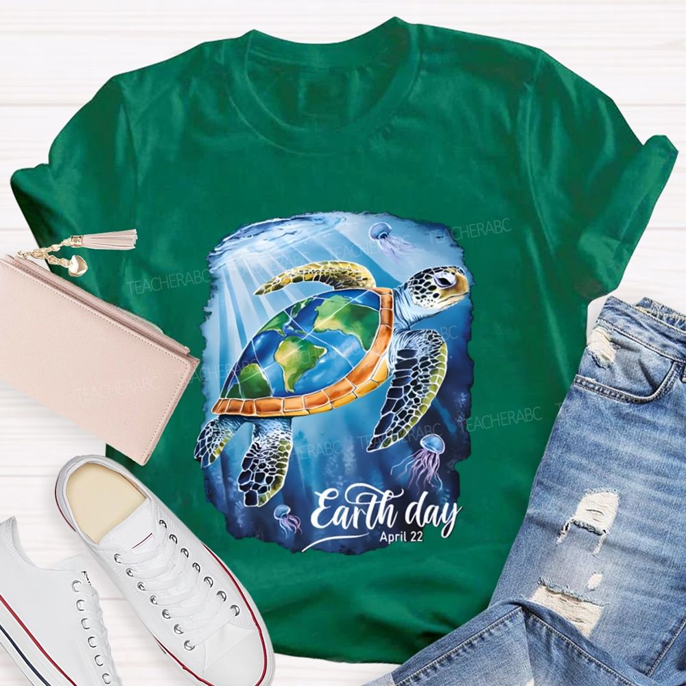 Earth Day Sea Turtles In The Sea Teacher T-Shirt