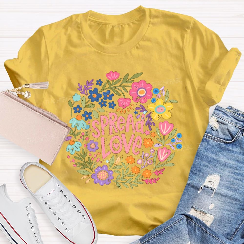 Spread Love Floral Teacher T-shirt