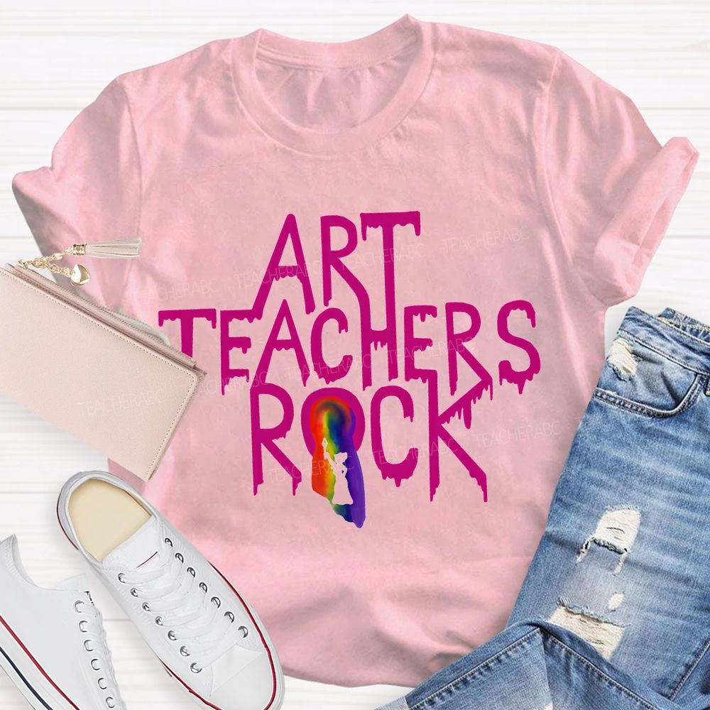 Art Teacher Rock Tie-Dye Print Teacher T-shirt