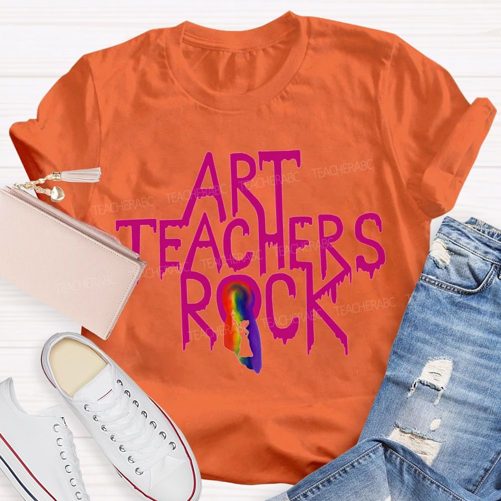 Art Teacher Rock Tie-Dye Print Teacher T-shirt
