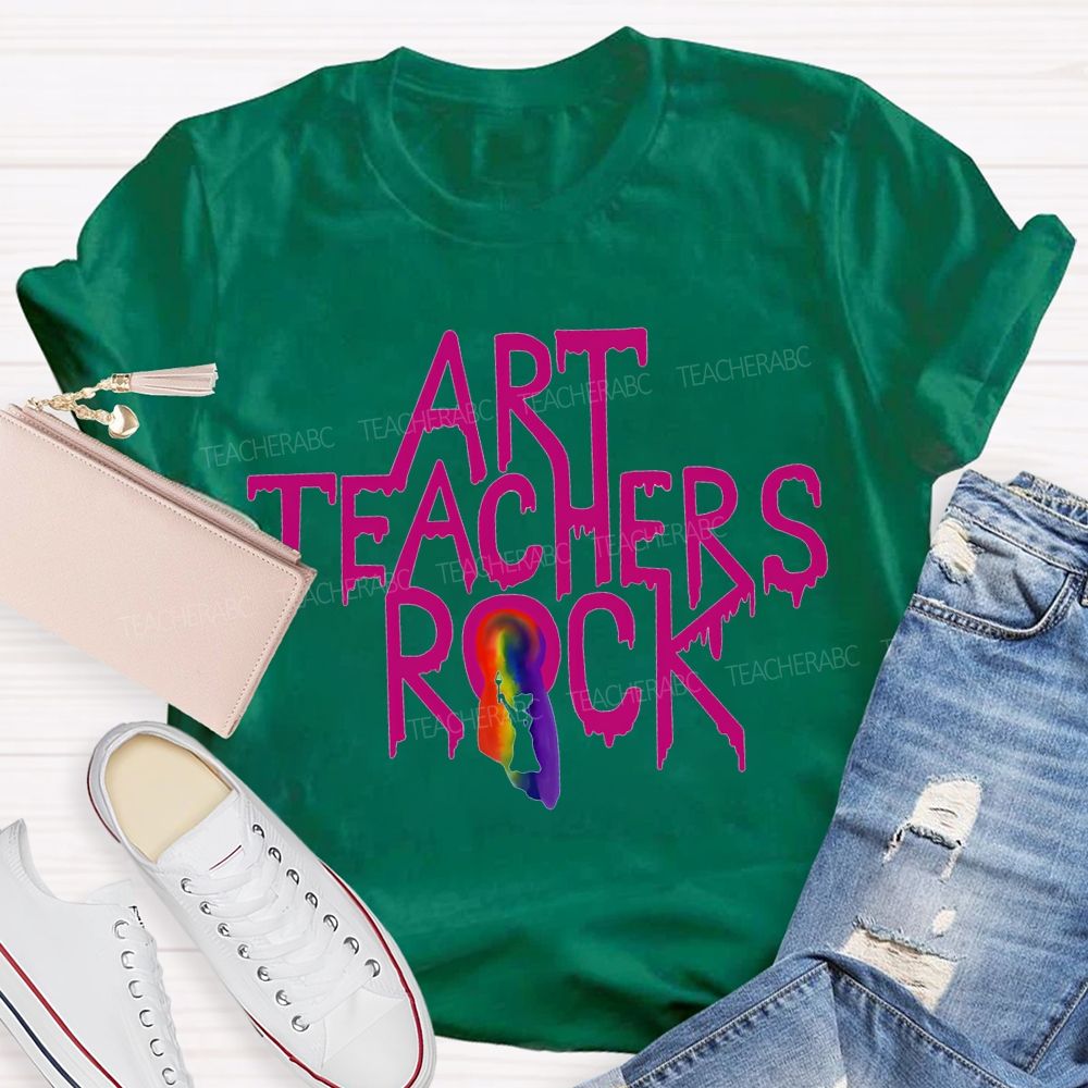 Art Teacher Rock Tie-Dye Print Teacher T-shirt