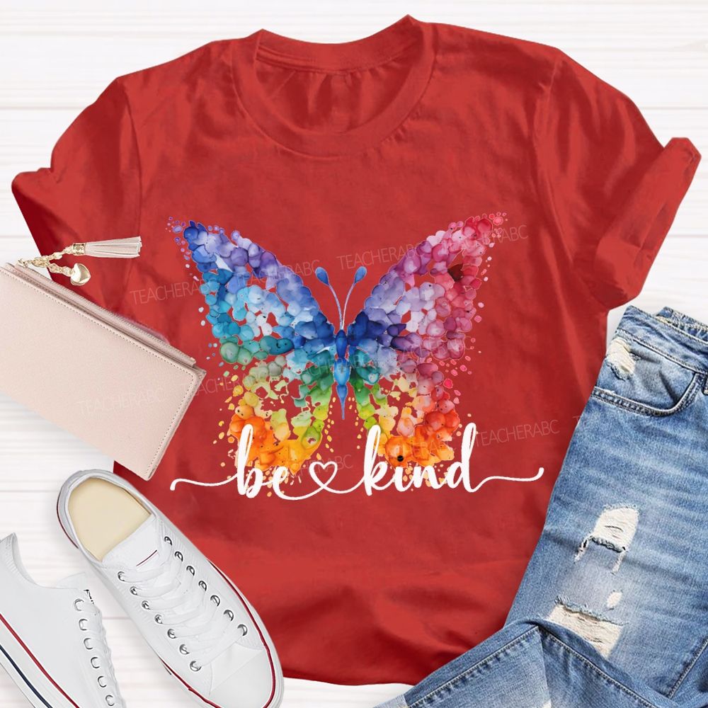 Be Kind And Color Butterfly Teacher T-shirt