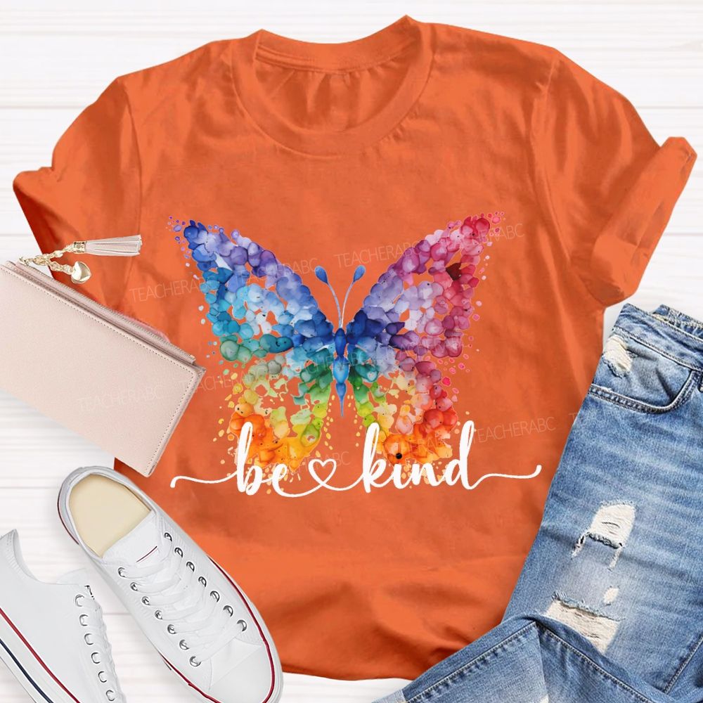 Be Kind And Color Butterfly Teacher T-shirt