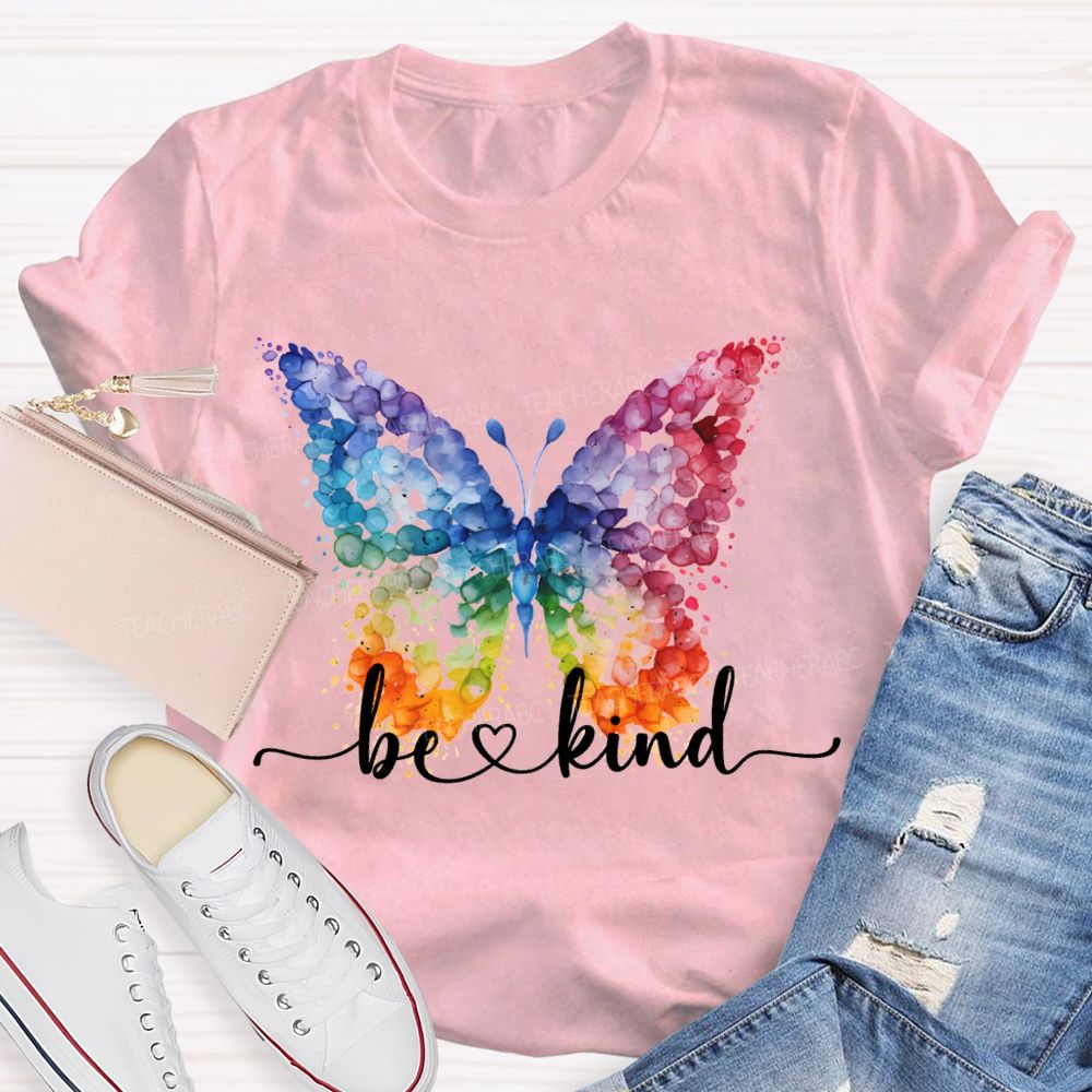 Be Kind And Color Butterfly Teacher T-shirt