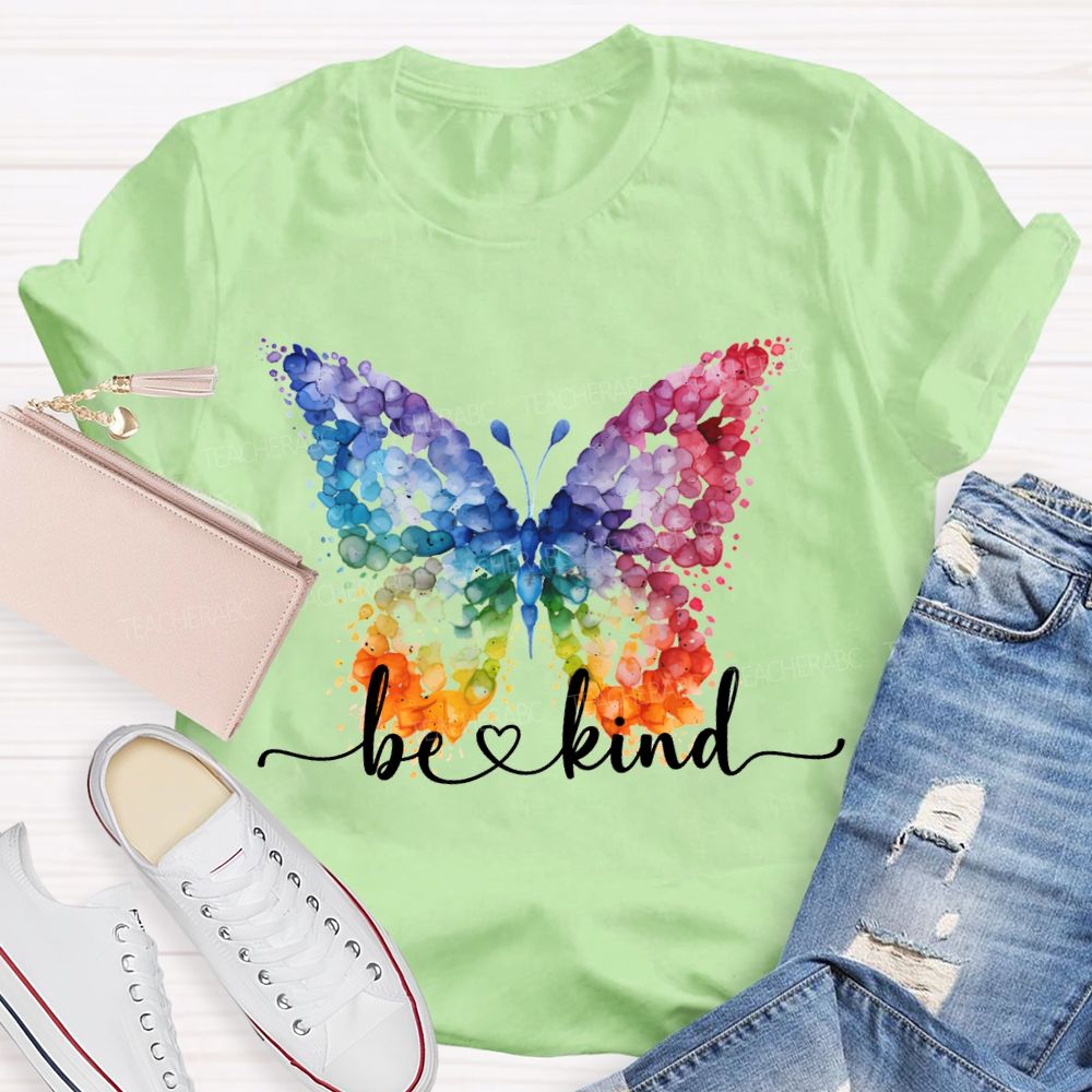 Be Kind And Color Butterfly Teacher T-shirt