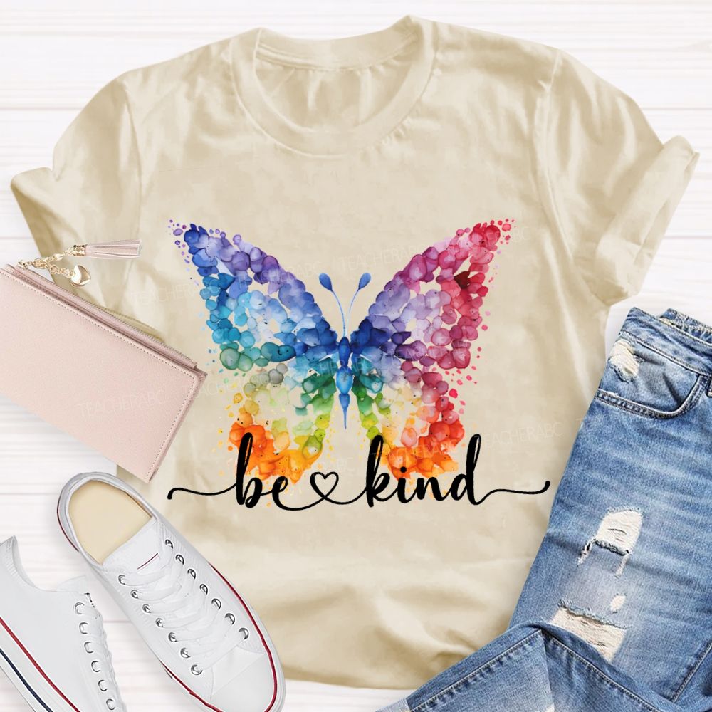 Be Kind And Color Butterfly Teacher T-shirt