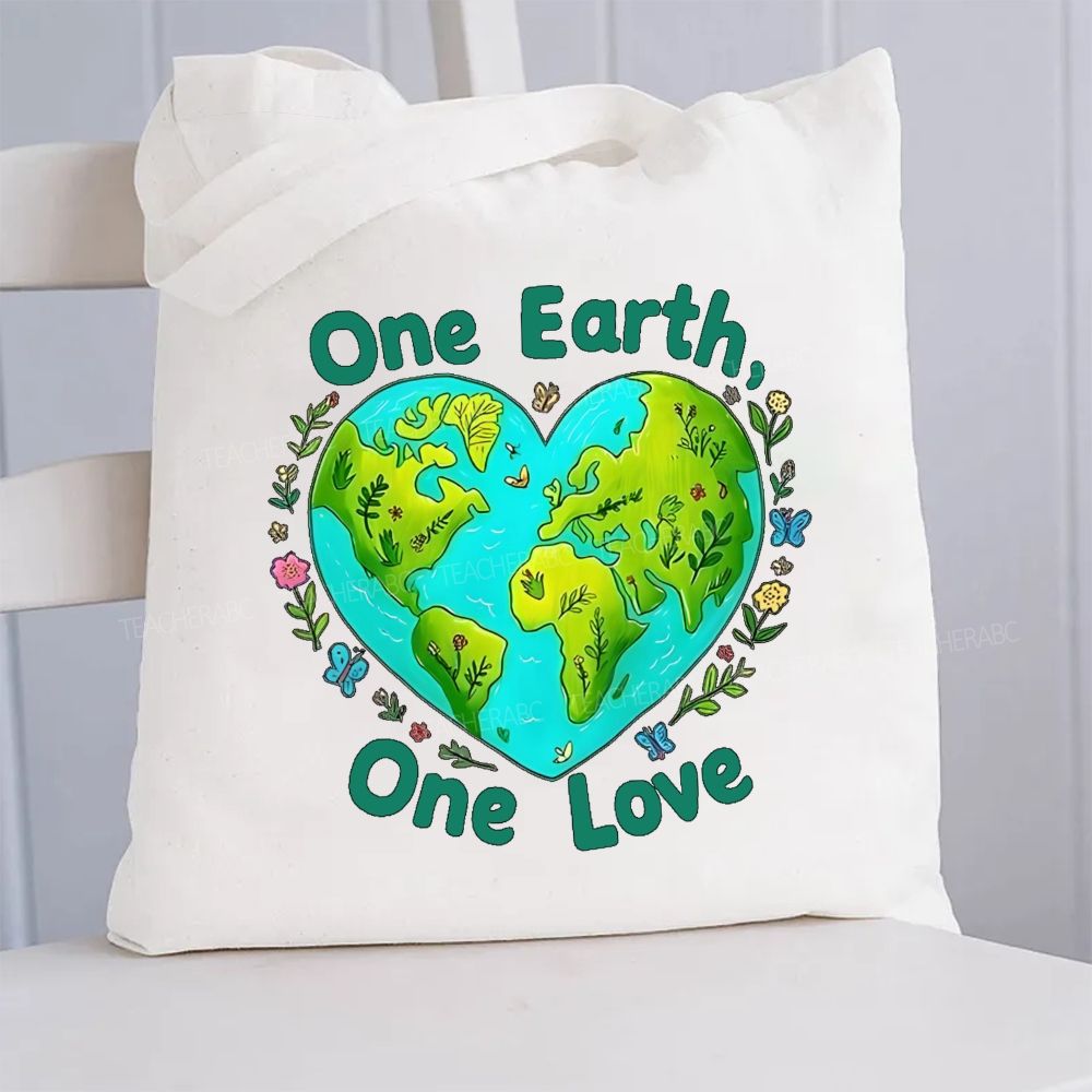 One Earth One Love Canvas Tote Bag