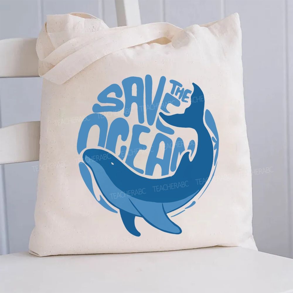 Save The Ocean Earth Day Canvas Tote Bag