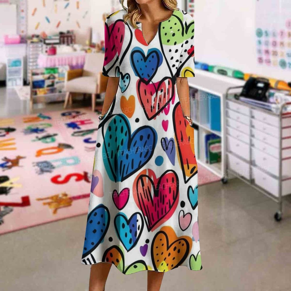 Colorful Heart Love Every Students Dress