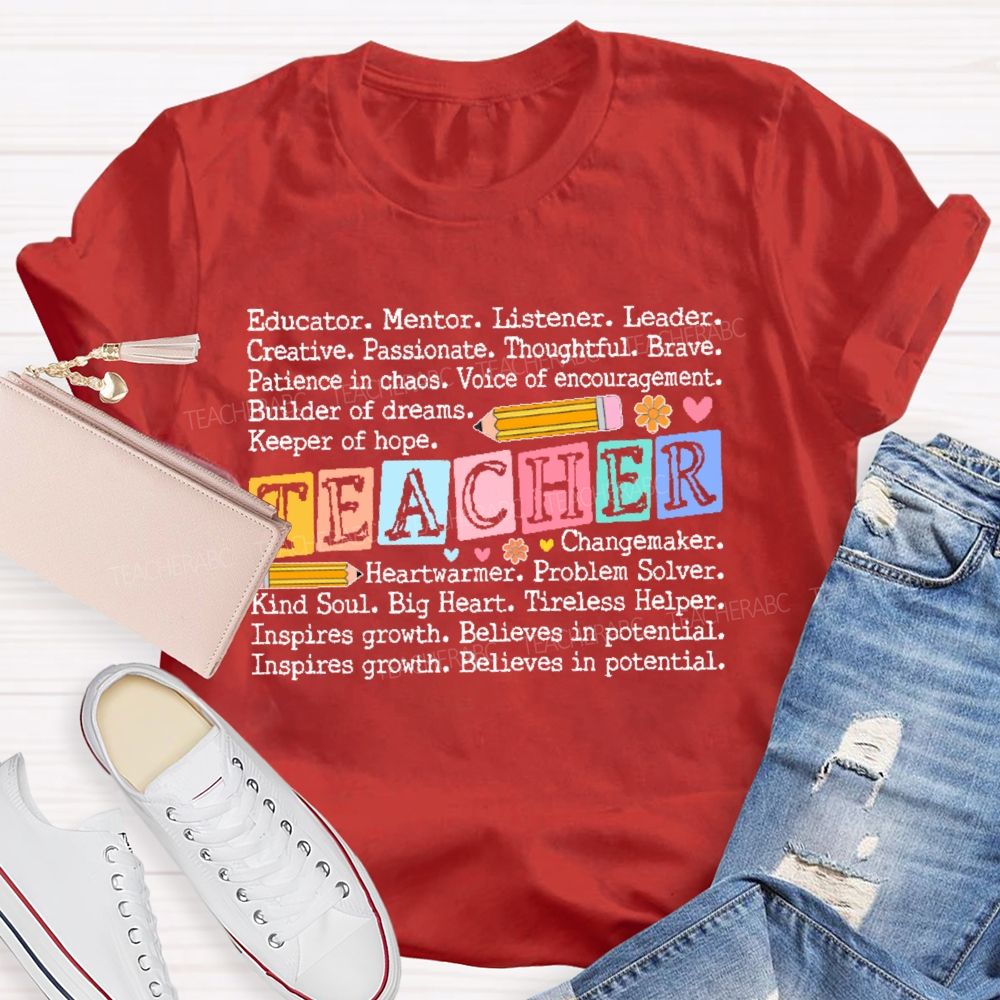 Educator Mentor Teacher Letters  Teacher T-shirt