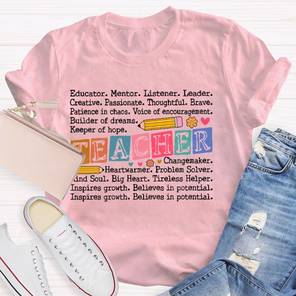 Educator Mentor Teacher Letters  Teacher T-shirt